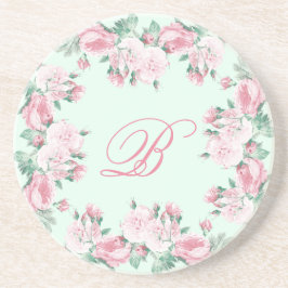 Monogram Sandstone Untersetzer Floral Rose Custom