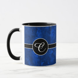 Monogram Sapphire Blue Abstrakt Fether Pattern Tasse