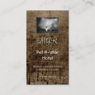 Monogram, Schlafende Spitz Welpe, Lederlook Visitenkarte