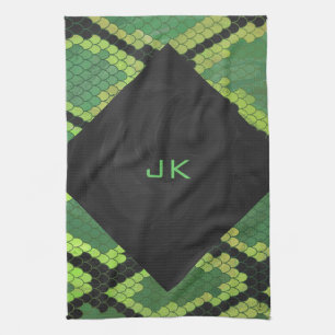 Monogram Schlange Grün und Schwarz Handtuch