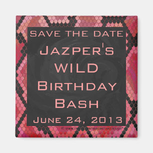 Monogram Schlange Schwarz und Rot Magnet