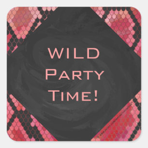 Monogram Schlange Schwarz und Rot Quadratischer Aufkleber