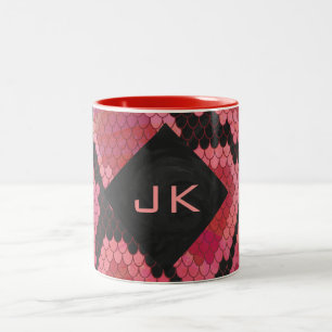 Monogram Schlange Schwarz und Rot Zweifarbige Tasse