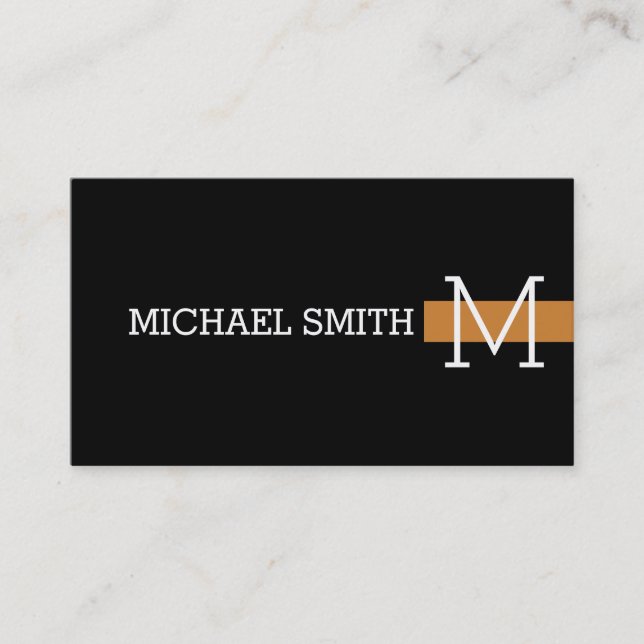 Monogram Schlicht Black Modern Bronze Visitenkarte (Vorderseite)