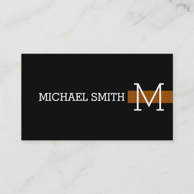 Monogram Schlicht Black Modern Brown #2 Visitenkarte (Vorderseite)