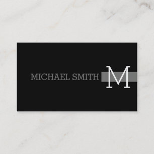 Monogram Schlicht Black Modern Nickel Visitenkarte