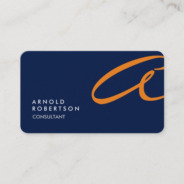 Monogram Schlicht Blue Trendy Business Card anpass Visitenkarte (Vorderseite)