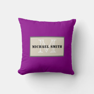 Monogram Schlicht Dark Magenta Hintergrund Kissen