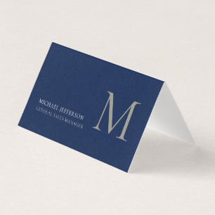 Monogram Schlicht Dunkelblau Trendige Visitenkarte Visitenkarten