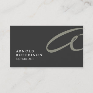 Monogram Schlicht Grau Beige Trendy Business Card Visitenkarte