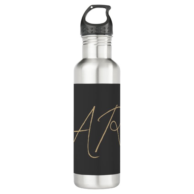 Monogram Schlicht Graubeige anpassen Edelstahlflasche (Vorderseite)