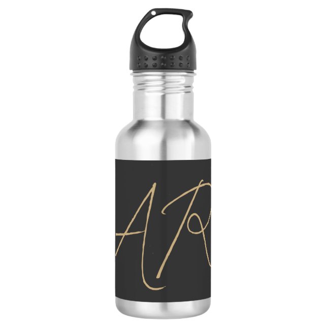 Monogram Schlicht Graubeige anpassen Edelstahlflasche (Vorderseite)