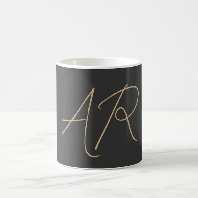 Monogram Schlicht Graubeige anpassen Kaffeetasse (Mittel)