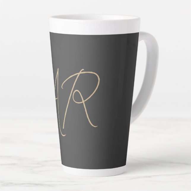 Monogram Schlicht Graubeige anpassen Milchtasse (Rechte Ecke)