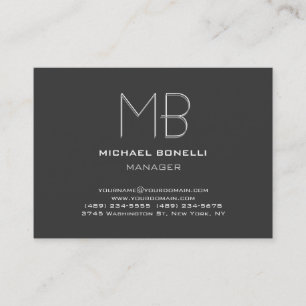 Monogram schlicht Graue, trendige, stilvolle Visit Visitenkarte