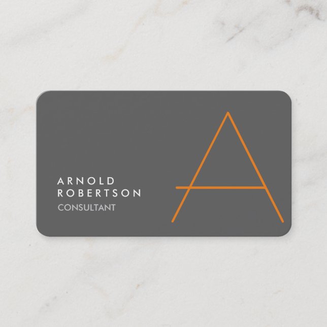 Monogram Schlicht Gray Trendy Business Card anpass Visitenkarte (Vorderseite)