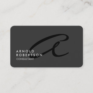 Monogram Schlicht Gray Trendy Business Card anpass Visitenkarte