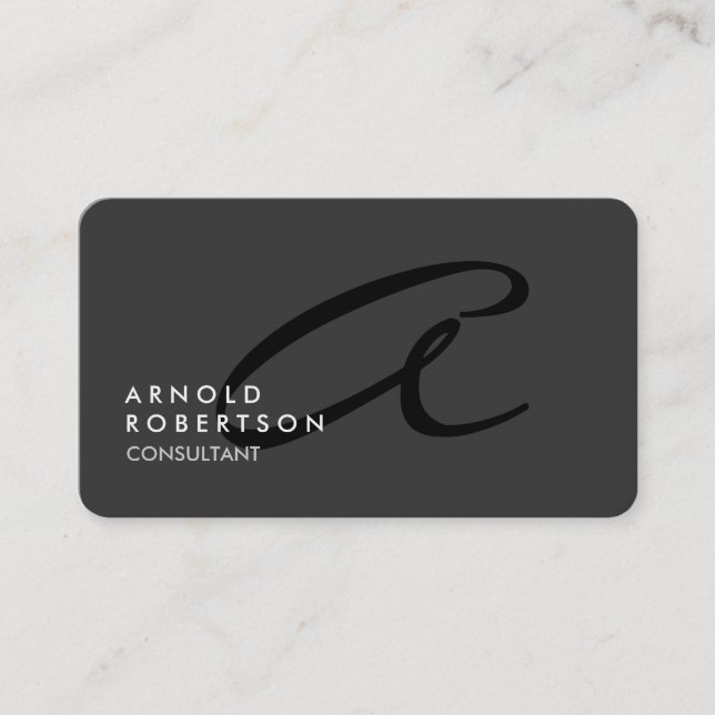 Monogram Schlicht Gray Trendy Business Card anpass Visitenkarte (Vorderseite)