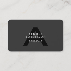 Monogram Schlicht Gray Trendy Business Card anpass Visitenkarte