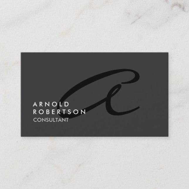 Monogram Schlicht Gray Trendy Business Card anpass Visitenkarte (Vorderseite)