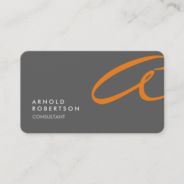 Monogram Schlicht Gray Trendy Business Card anpass Visitenkarte (Vorderseite)