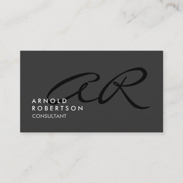 Monogram Schlicht Gray Trendy Business Card anpass Visitenkarte (Vorderseite)
