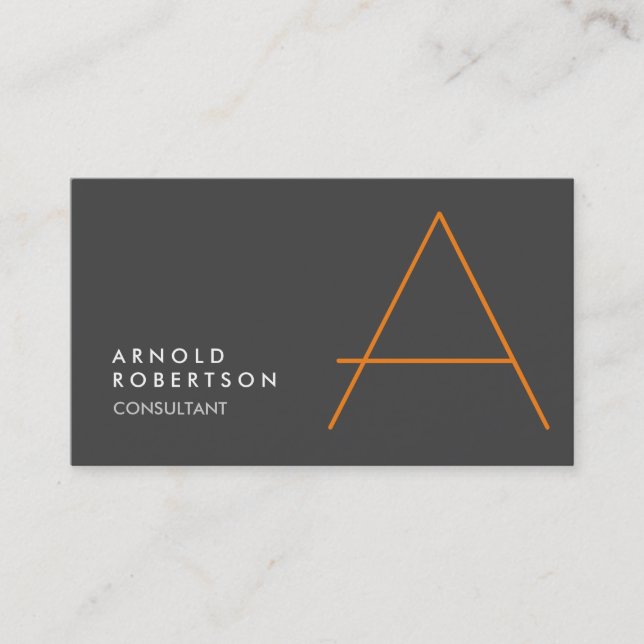 Monogram Schlicht Gray Trendy Business Card anpass Visitenkarte (Vorderseite)