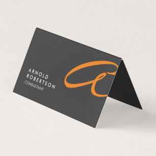 Monogram Schlicht Gray Trendy Business Card anpass Visitenkarten