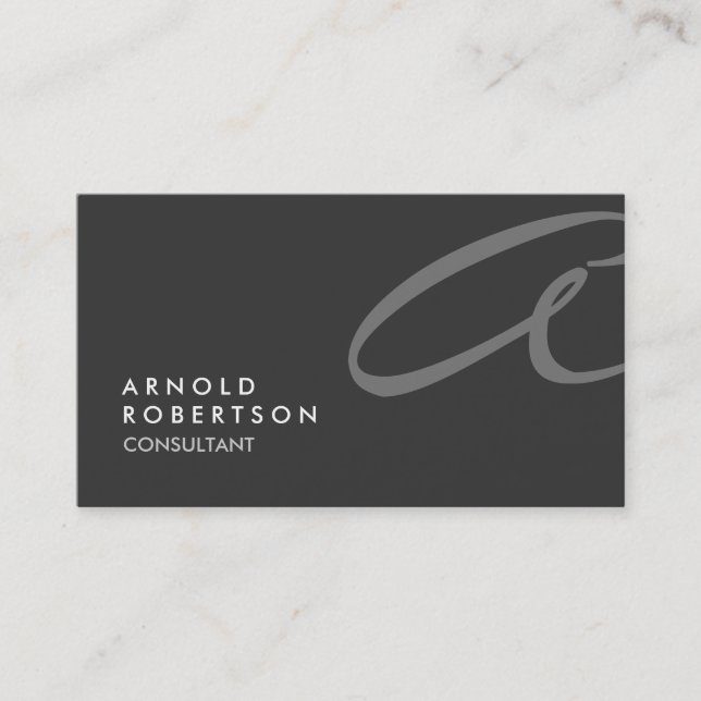 Monogram Schlicht Gray Trendy Business Card Visitenkarte (Vorderseite)