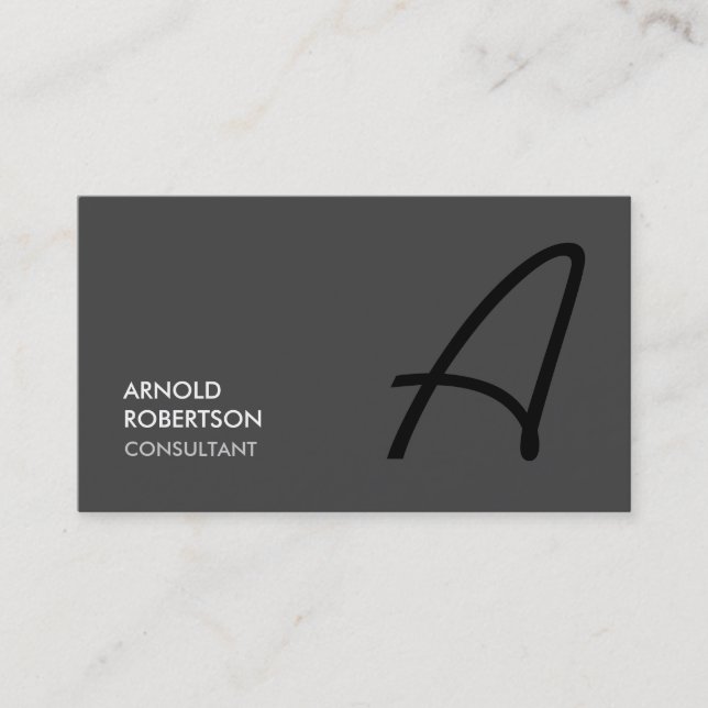 Monogram Schlicht Gray Trendy Chic Business Card Visitenkarte (Vorderseite)
