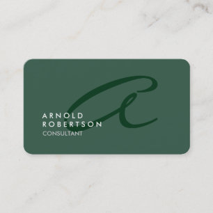 Monogram Schlicht Grey Green Trendy anpassen Visitenkarte