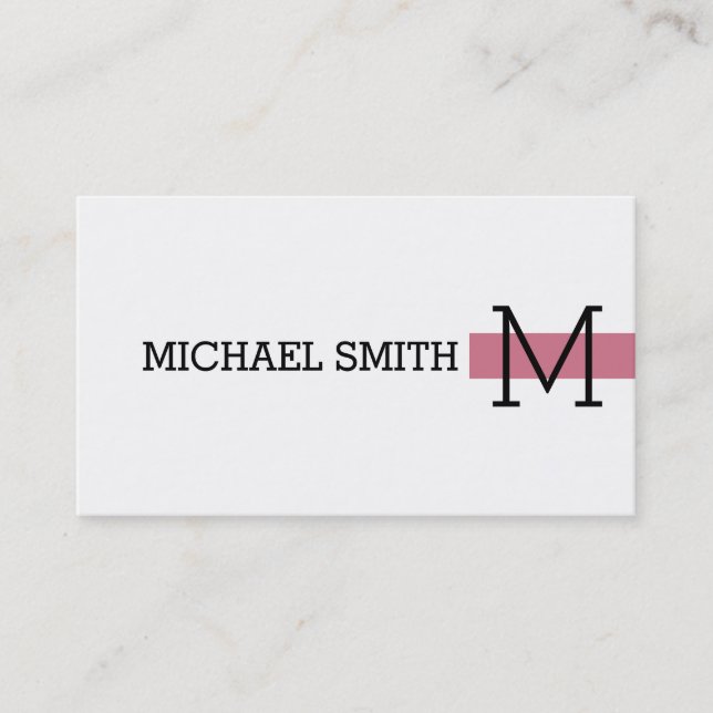 Monogram Schlicht White Modern Charm Visitenkarte (Vorderseite)