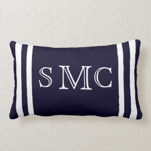 MONOGRAM schlichtes Kissen für die Marine in Blau 