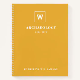Monogram School Subject Student Yellow Individuell Notizbuch
