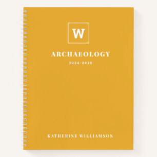 Monogram School Subject Student Yellow Individuell Notizbuch