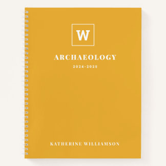 Monogram School Subject Student Yellow Individuell Notizbuch