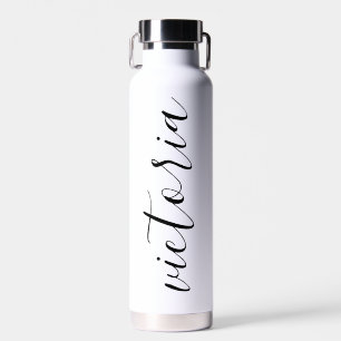Monogram-Schrift-Wasserflaschen   Weiß & Rosa Trinkflasche