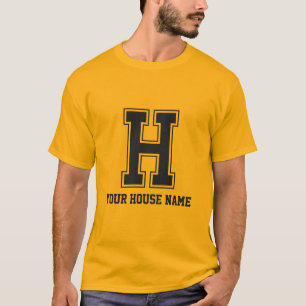 Monogram Schwarz Gelb College Haus Initiale H T-Shirt