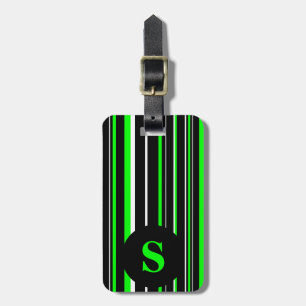 Monogram Schwarz, Limettengrün, Barcode-Kreisstrei Gepäckanhänger