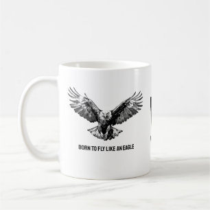 Monogram Schwarz-weiß Bird Illustration Eagle Tass Kaffeetasse