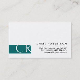 Monogram Schwarz-weiß Blue Green Business Card Visitenkarte