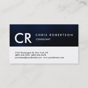 Monogram Schwarz-weiß Blue Pattern Business Card Visitenkarte