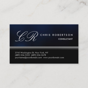 Monogram Schwarz-weiß Blue Pattern Business Card Visitenkarte