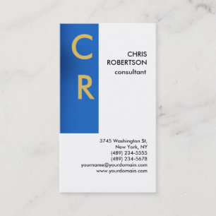 Monogram Schwarz-weiß Blue Schlicht Business Card Visitenkarte