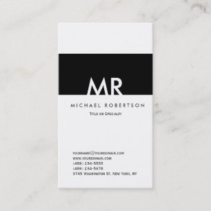 Monogram Schwarz-weiß Clean Business Card Visitenkarte