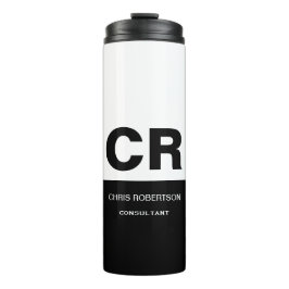 Monogram Schwarz-weiß Create Custom Gift Thermosbecher