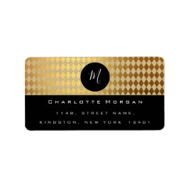 Monogram Schwarz-weiß Gold Diamond UAWG Adressaufkleber