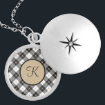 Monogram Schwarz-weiß Gold Kariert Trendy Stylish Medaillon<br><div class="desc">Monogramm dieses Schwarz-weiße und Gold Karierte Necklace mit Ihren Initialen. Macht ein großartiges Geschenk für alle Frauen in Ihrem Leben. Geschenke für den Muttertag,  Bridesmaid Geschenke und Brautparty Geschenke.</div>