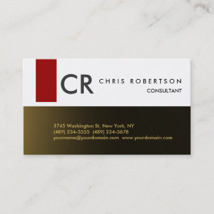Monogram Schwarz-weiß Grau Red Gold Business Card Visitenkarte