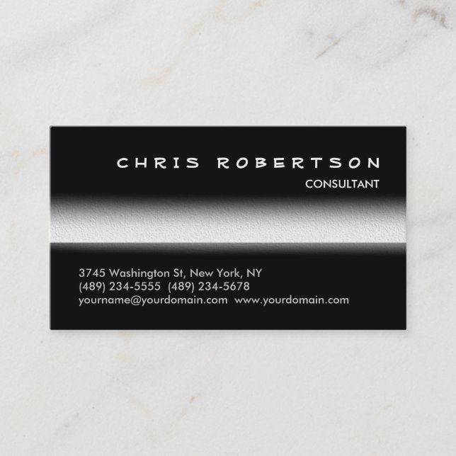 Monogram Schwarz-weiß Gray Trendy Business Card Visitenkarte (Vorderseite)